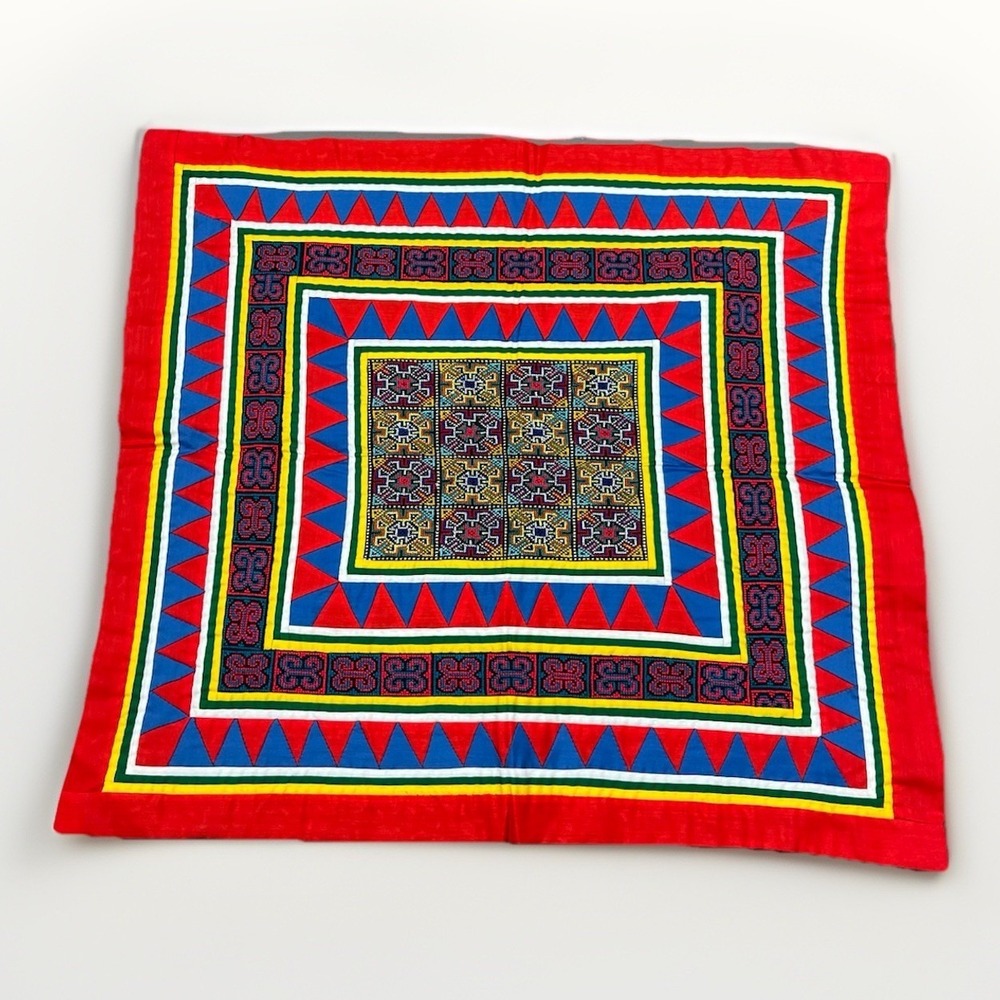 Vintage Hmong Embroidered‎ Handmade Folk Art Cloth Pillow Cover 21 X 23